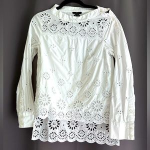 J Crew Size XS Long Sleeve Eyelet Embroidered Shirt